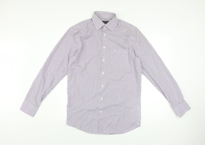 Seidensticker Men Purple Striped Slim Fit Long Sleeve Cotton Shirt 15in