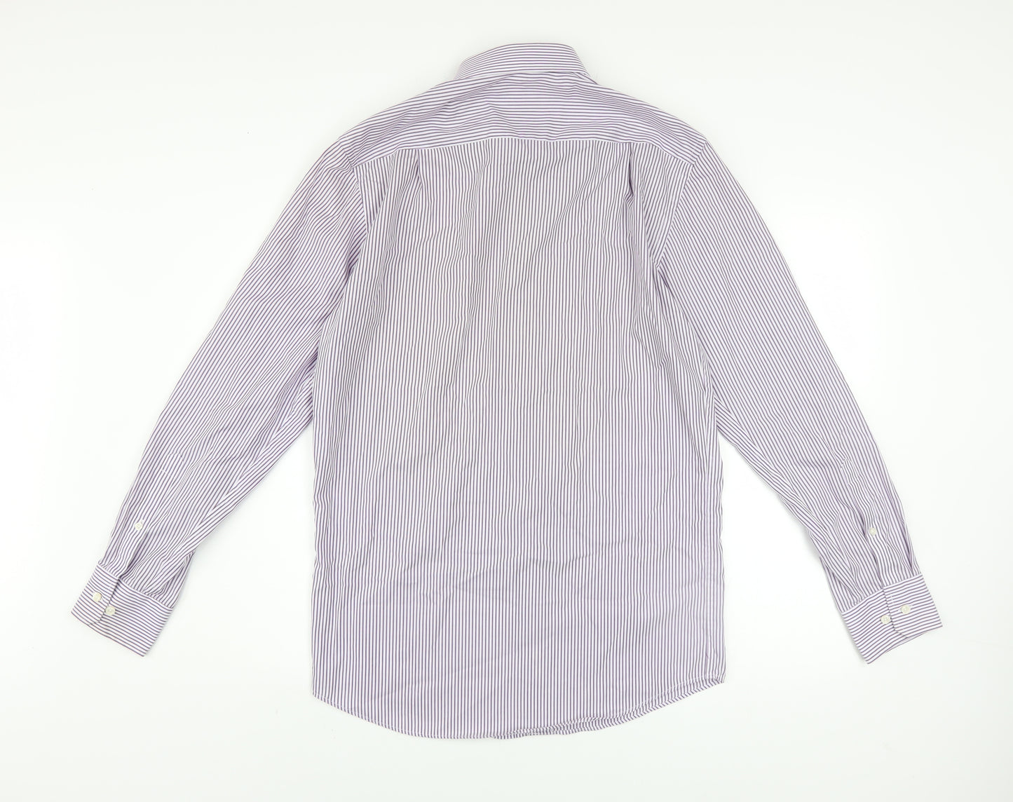 Seidensticker Men Purple Striped Slim Fit Long Sleeve Cotton Shirt 15in