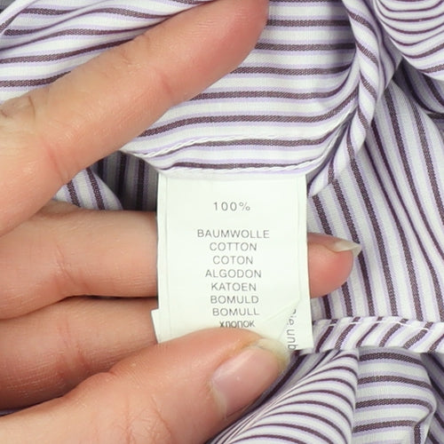 Seidensticker Men Purple Striped Slim Fit Long Sleeve Cotton Shirt 15in