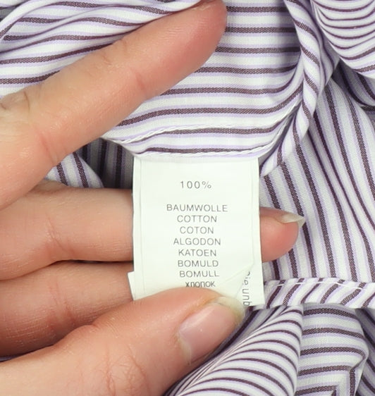 Seidensticker Men Purple Striped Slim Fit Long Sleeve Cotton Shirt 15in