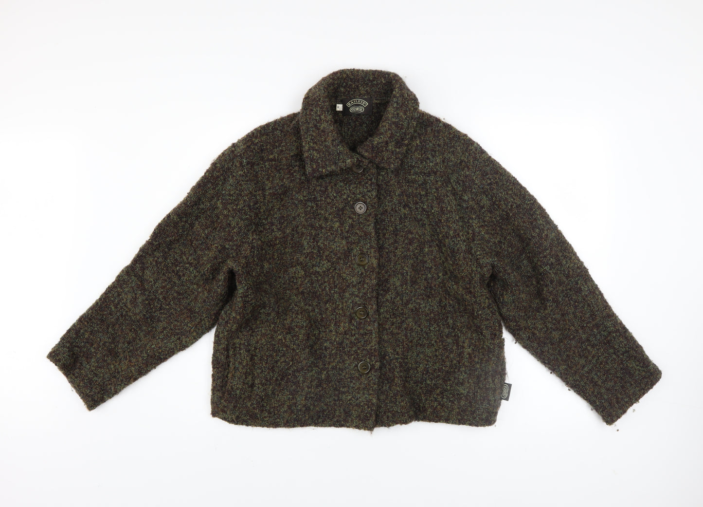 Baileys Womens Brown Wool Tweed Button Jacket Size M Vintage