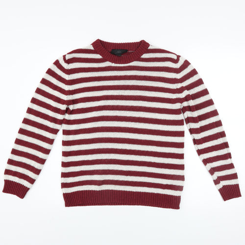 Zara Men Red White Striped Knit Pullover Jumper Size S
