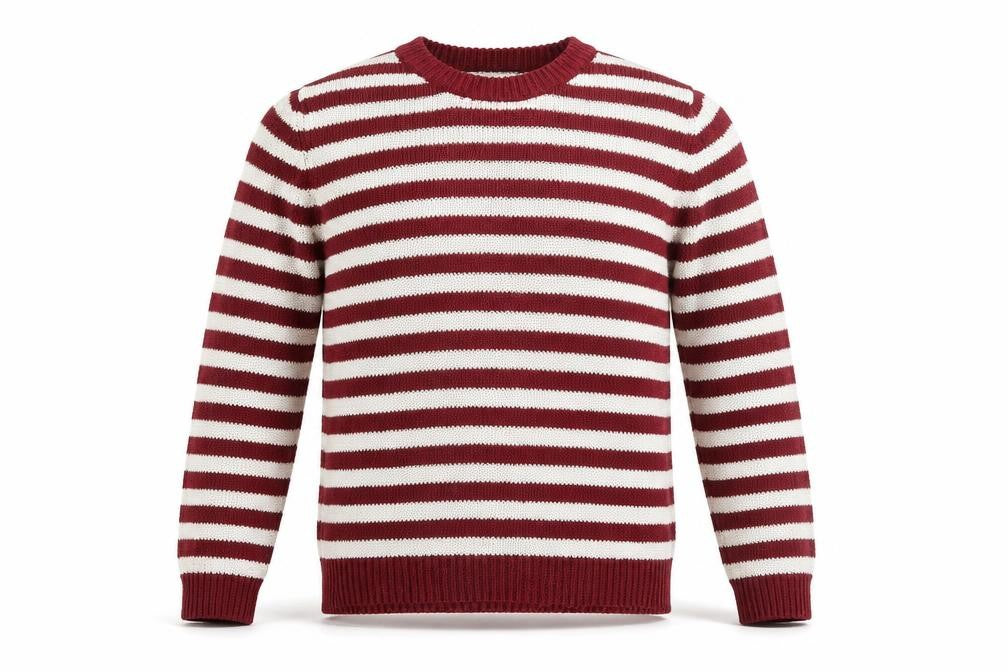 Front view of Zara Men Red White Striped Knit jumper, size S