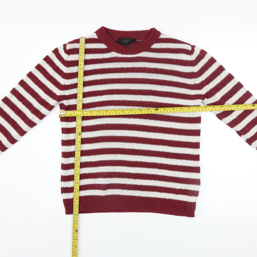 Zara Men Red White Striped Knit Pullover Jumper Size S