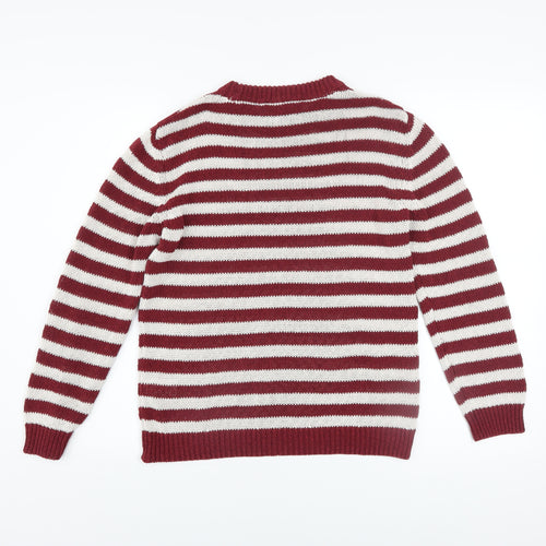 Zara Men Red White Striped Knit Pullover Jumper Size S