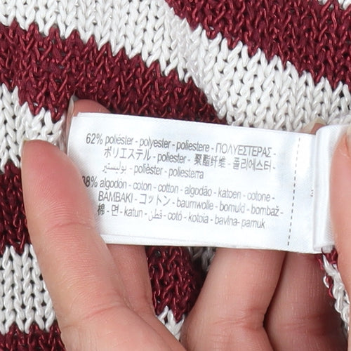 Zara Men Red White Striped Knit Pullover Jumper Size S