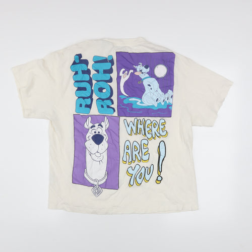 Mavi Men's White Scooby-Doo Graphic Print Cotton T-Shirt One Size