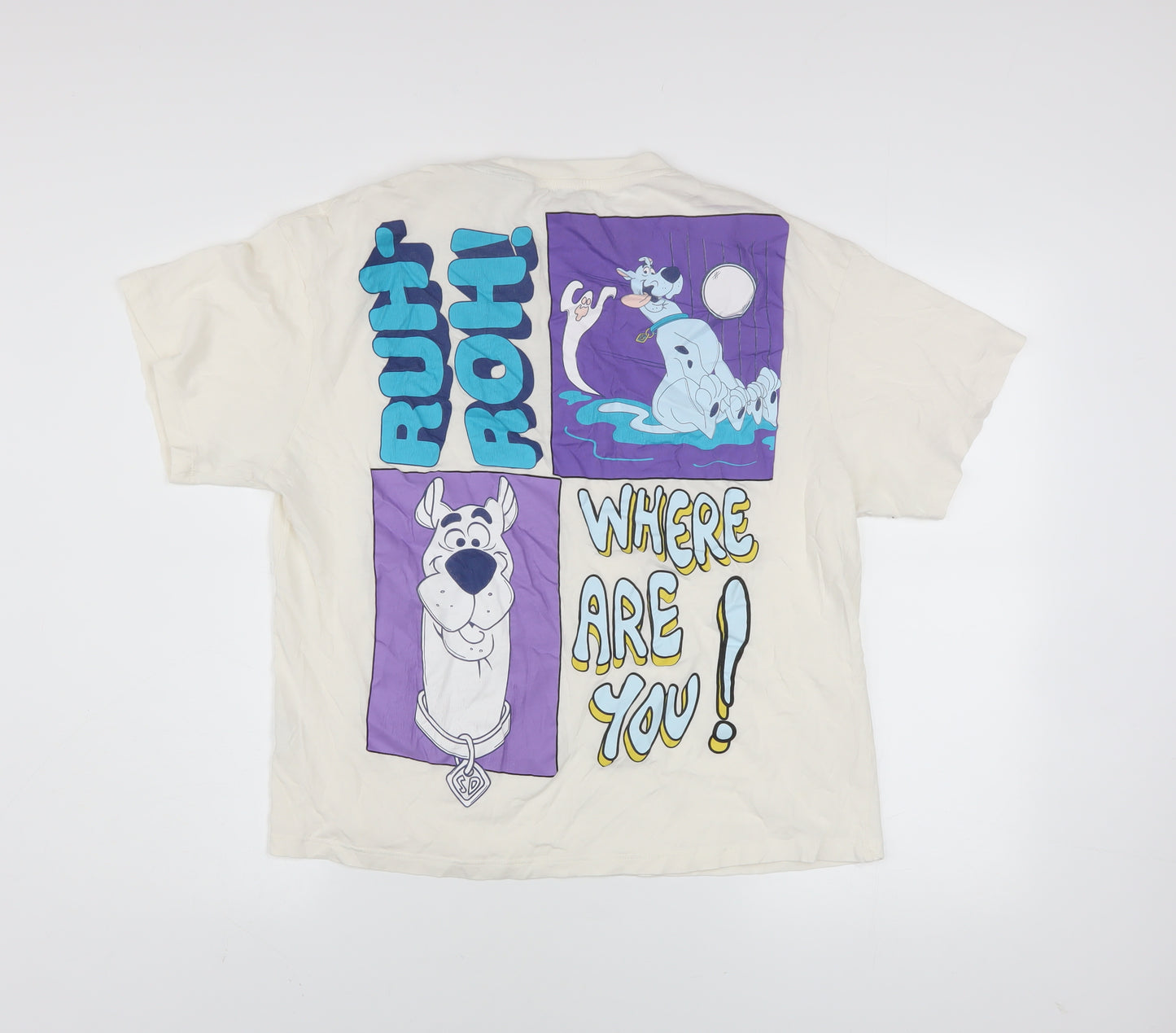 Mavi Men's White Scooby-Doo Graphic Print Cotton T-Shirt One Size