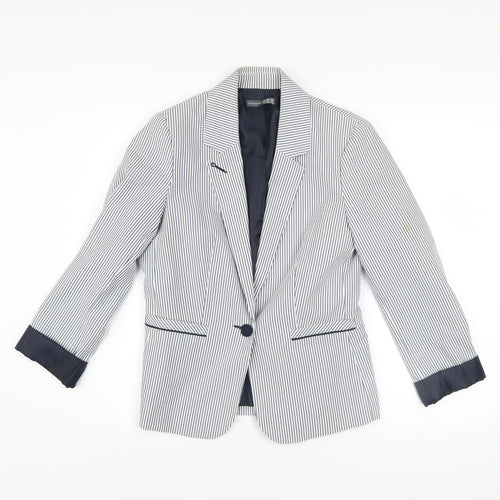 Atmosphere Women Blue Striped Blazer Size 12 Classic Work Jacket