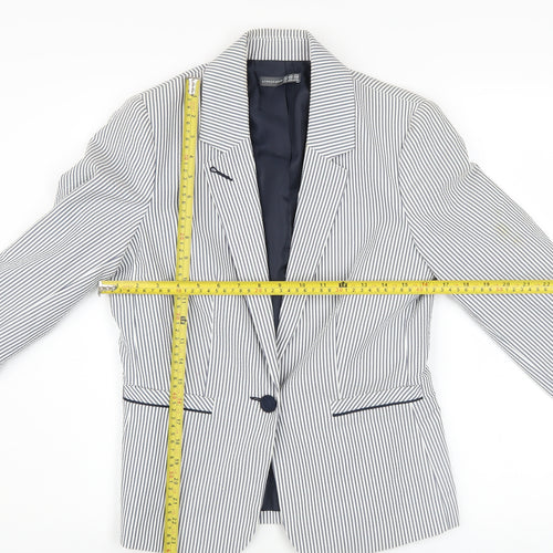 Atmosphere Women Blue Striped Blazer Size 12 Classic Work Jacket