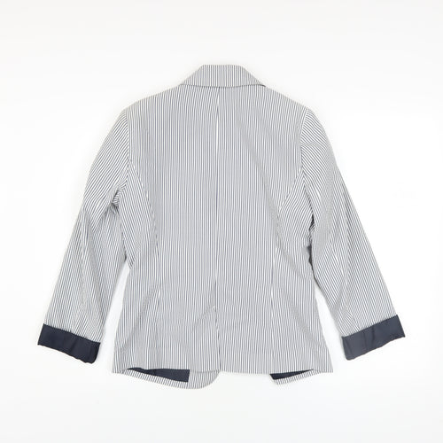 Atmosphere Women Blue Striped Blazer Size 12 Classic Work Jacket
