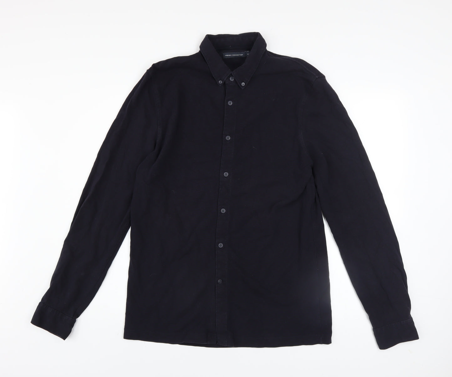 French Connection Men's Black Cotton Long Sleeve Button-Up Shirt M