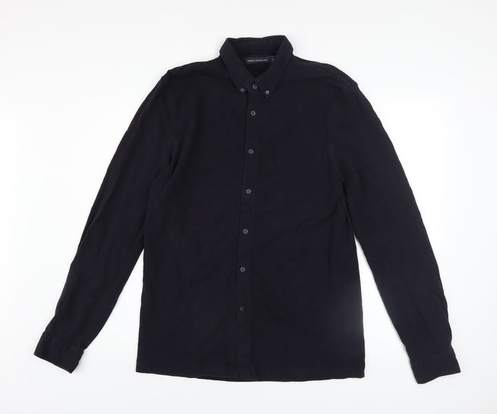 French Connection Men's Black Cotton Long Sleeve Button-Up Shirt M