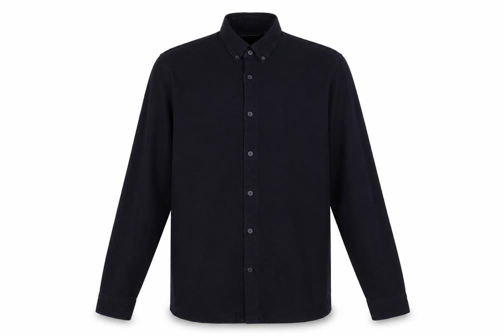 Front view of French Connection Men's Black Cotton Long Sleeve Button-Up Shirt M