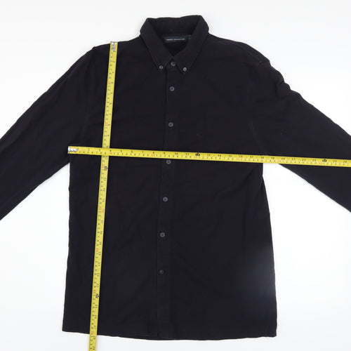 French Connection Men's Black Cotton Long Sleeve Button-Up Shirt M