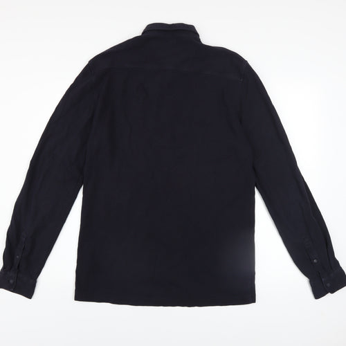French Connection Men's Black Cotton Long Sleeve Button-Up Shirt M