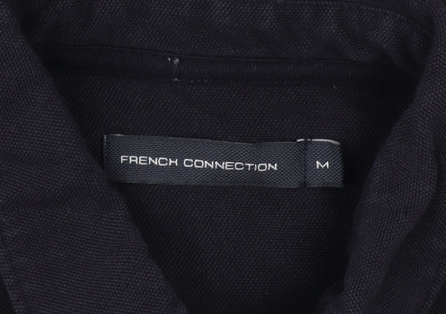 French Connection Men's Black Cotton Long Sleeve Button-Up Shirt M
