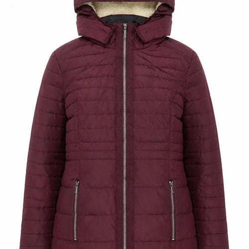 Soya Concept Women’s Red Hooded Puffer Jacket Size M Full Zip Mid-Length