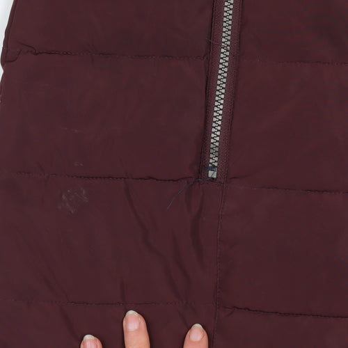 Soya Concept Women’s Red Hooded Puffer Jacket Size M Full Zip Mid-Length