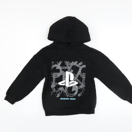 PlayStation Boys Black Pullover Hoodie 6-7 Years Cotton Fleece Graphic
