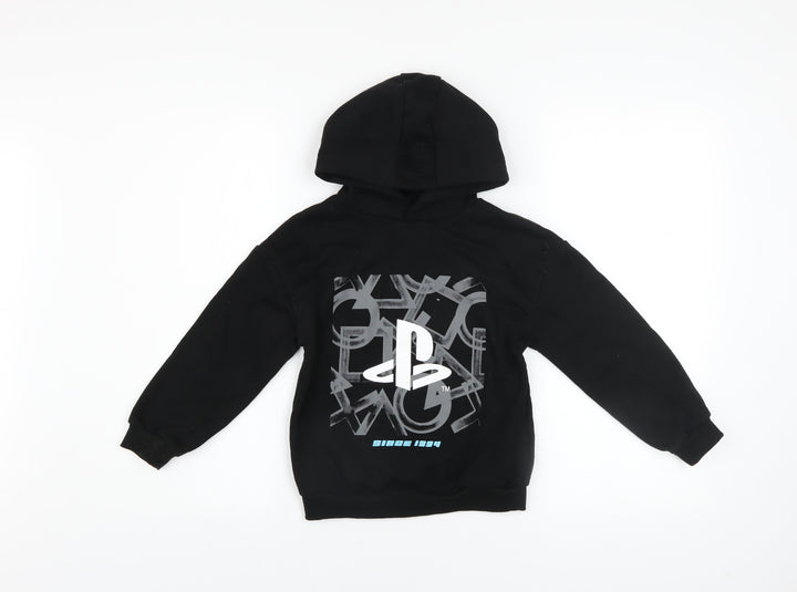 PlayStation Boys Black Pullover Hoodie 6-7 Years Cotton Fleece Graphic