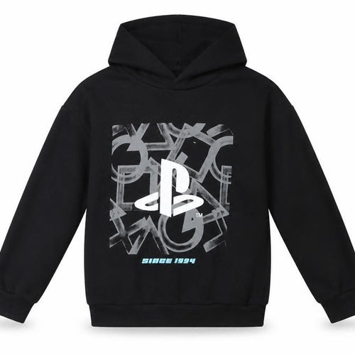 PlayStation Boys Black Pullover Hoodie 6-7 Years Cotton Fleece Graphic