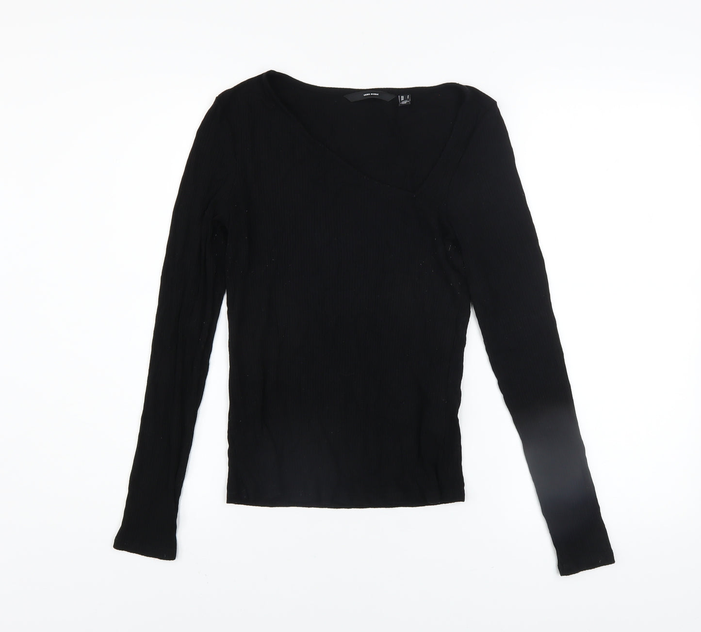 Vero Moda Women’s Black Viscose Long Sleeve V-Neck Slim Top S