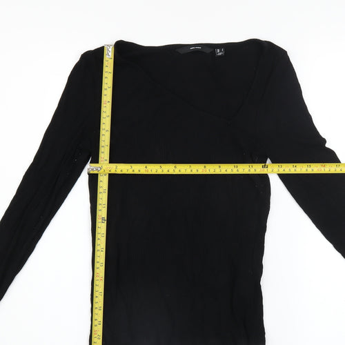 Vero Moda Women’s Black Viscose Long Sleeve V-Neck Slim Top S