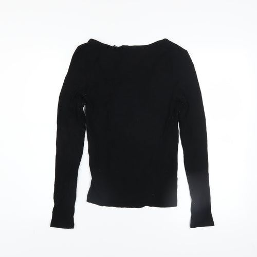 Vero Moda Women’s Black Viscose Long Sleeve V-Neck Slim Top S