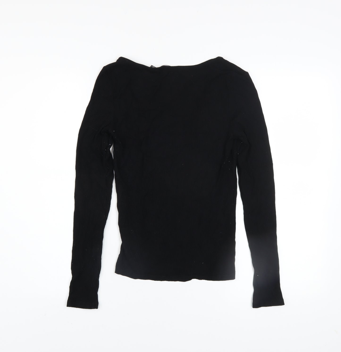Vero Moda Women’s Black Viscose Long Sleeve V-Neck Slim Top S