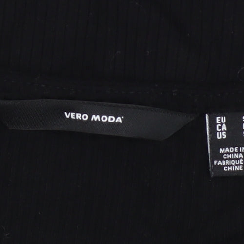 Vero Moda Women’s Black Viscose Long Sleeve V-Neck Slim Top S