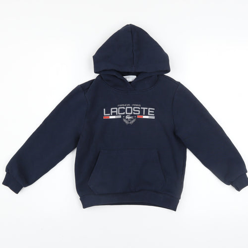 Lacoste Boys Blue Slim Fit Pullover Hoodie 6 Years Logo Fleece Sweatshirt