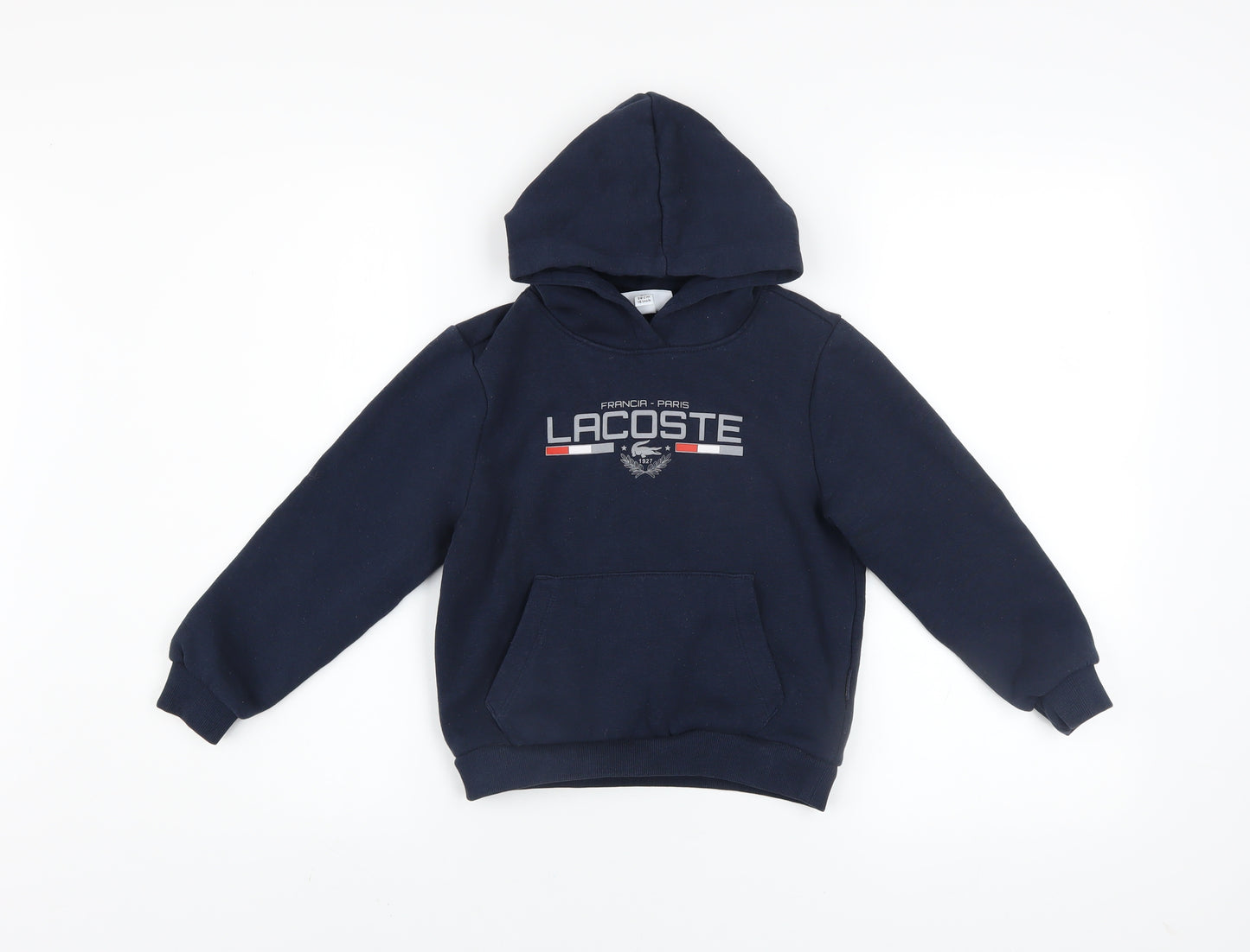 Lacoste Boys Blue Slim Fit Pullover Hoodie 6 Years Logo Fleece Sweatshirt