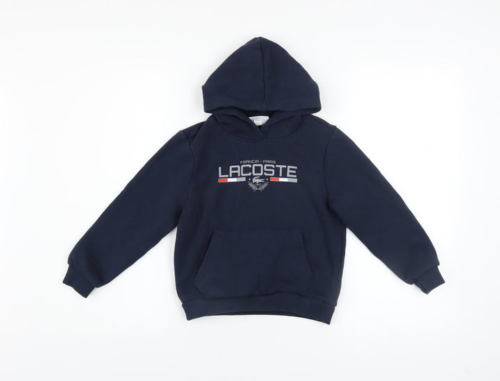 Lacoste Boys Blue Slim Fit Pullover Hoodie 6 Years Logo Fleece Sweatshirt