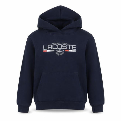 Lacoste Boys Blue Slim Fit Pullover Hoodie 6 Years Logo Fleece Sweatshirt