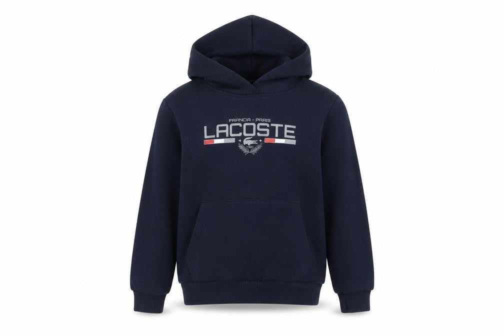 Lacoste Boys Blue Slim Fit Pullover Hoodie 6 Years Logo Fleece Sweatshirt