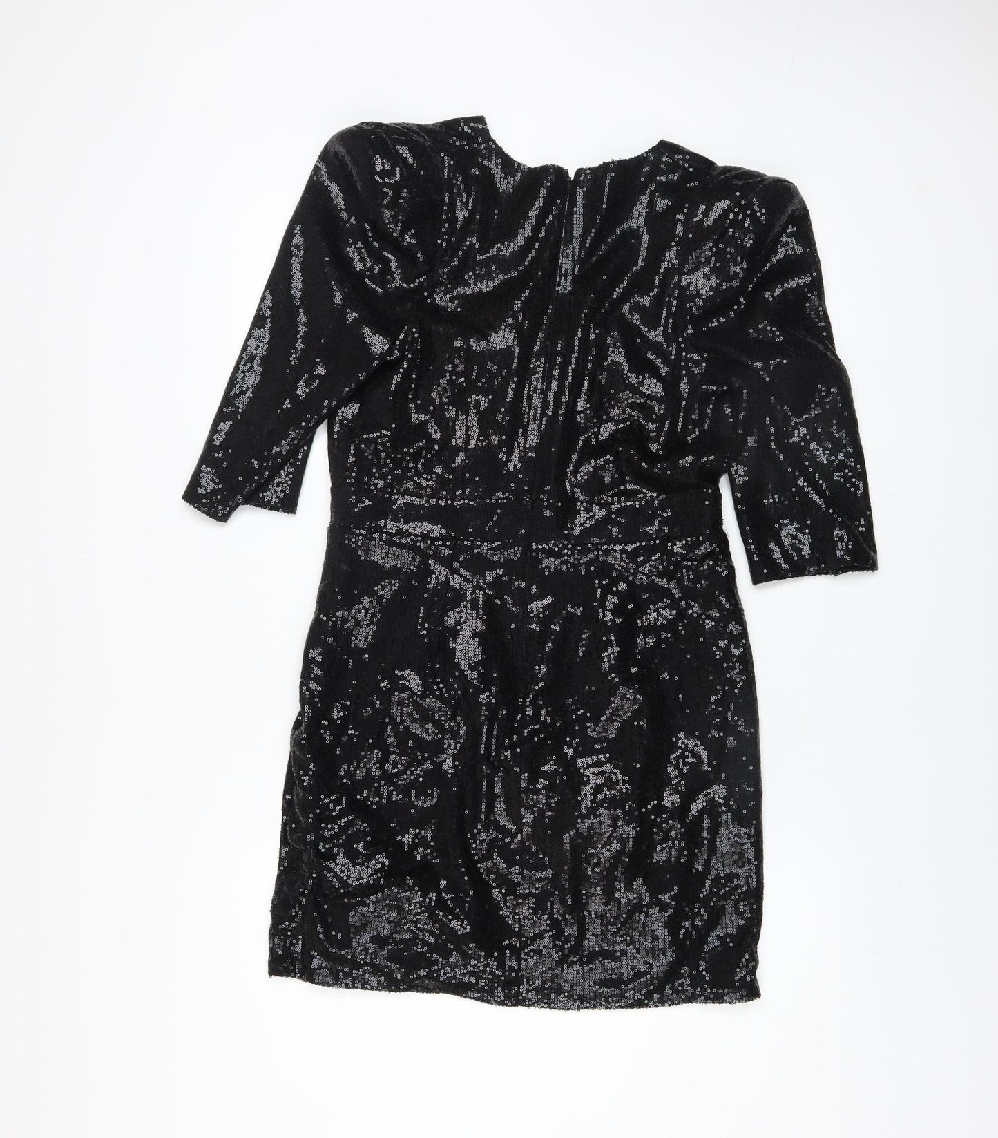 Lipsy Women Black Sequin Bodycon Short Dress Size 12