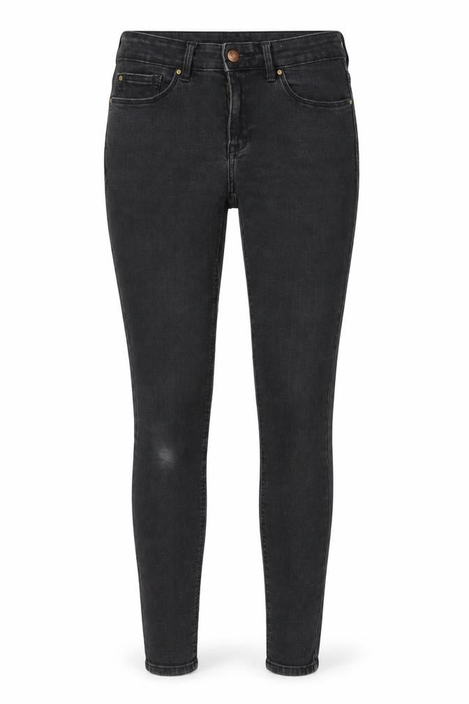 Front view of Mango Women’s Black Skinny Stretch Denim Jeans, size UK 8