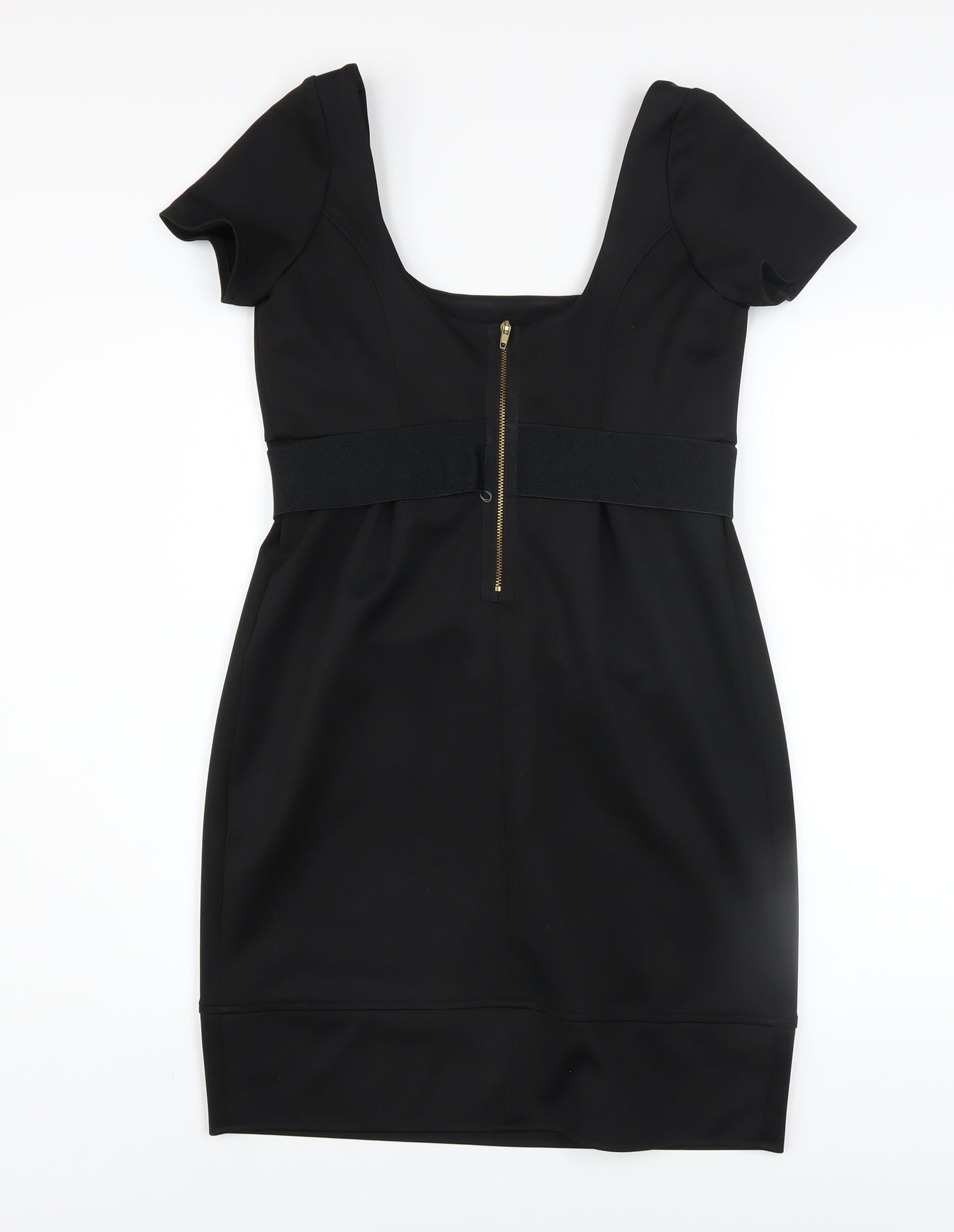 River Island Women’s Black Belted Bodycon Knee Length Dress Size 10