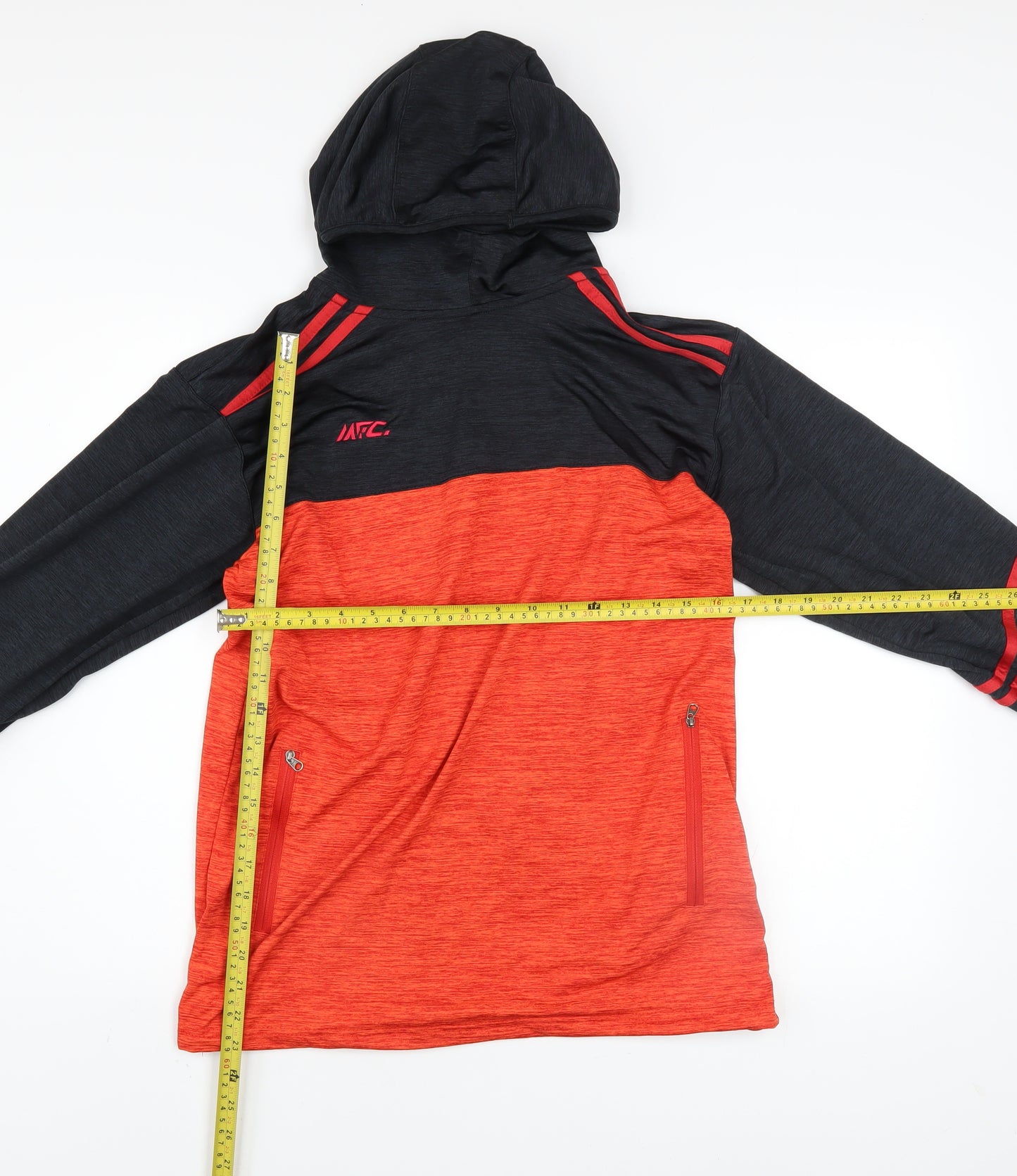 MFC Mens Red Black Pullover Sports Hoodie Medium Lightweight Gym Top