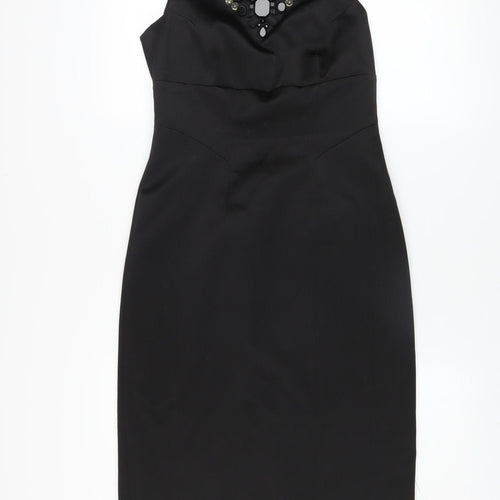 Karen Millen Women Black Size 10 Sleeveless Beaded Sheath Dress