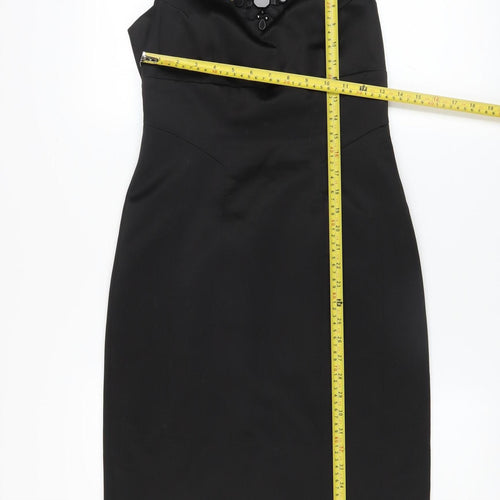 Karen Millen Women Black Size 10 Sleeveless Beaded Sheath Dress