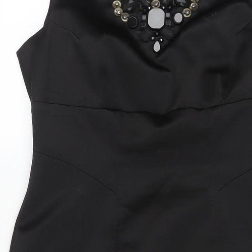 Karen Millen Women Black Size 10 Sleeveless Beaded Sheath Dress