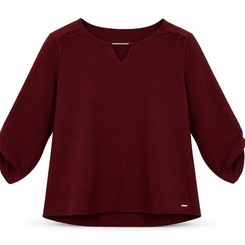 Body & Soul Women's Red 3/4 Sleeve V-Neck Blouse Size M