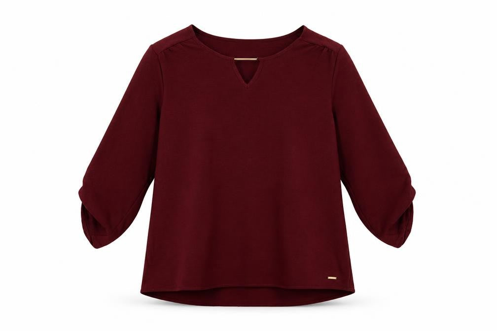 Body & Soul Women's Red 3/4 Sleeve V-Neck Blouse Size M