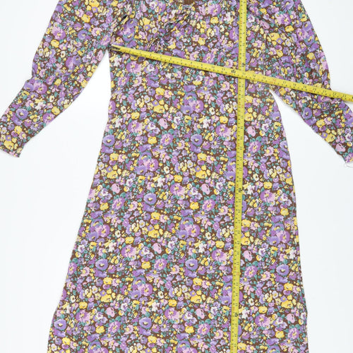 QED London Women’s Multicoloured Floral A-Line Dress Size 10