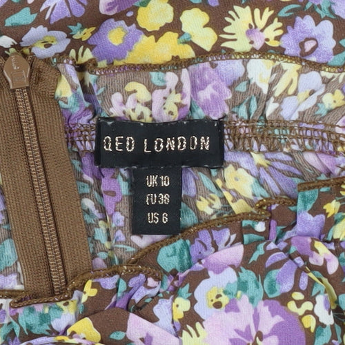 QED London Women’s Multicoloured Floral A-Line Dress Size 10