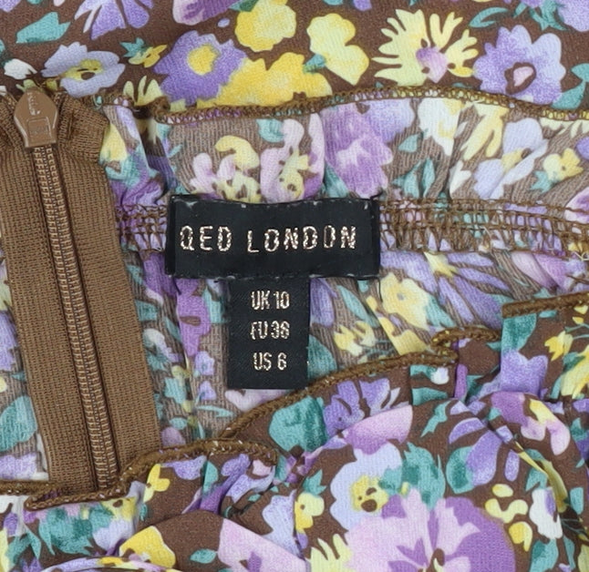 QED London Women’s Multicoloured Floral A-Line Dress Size 10