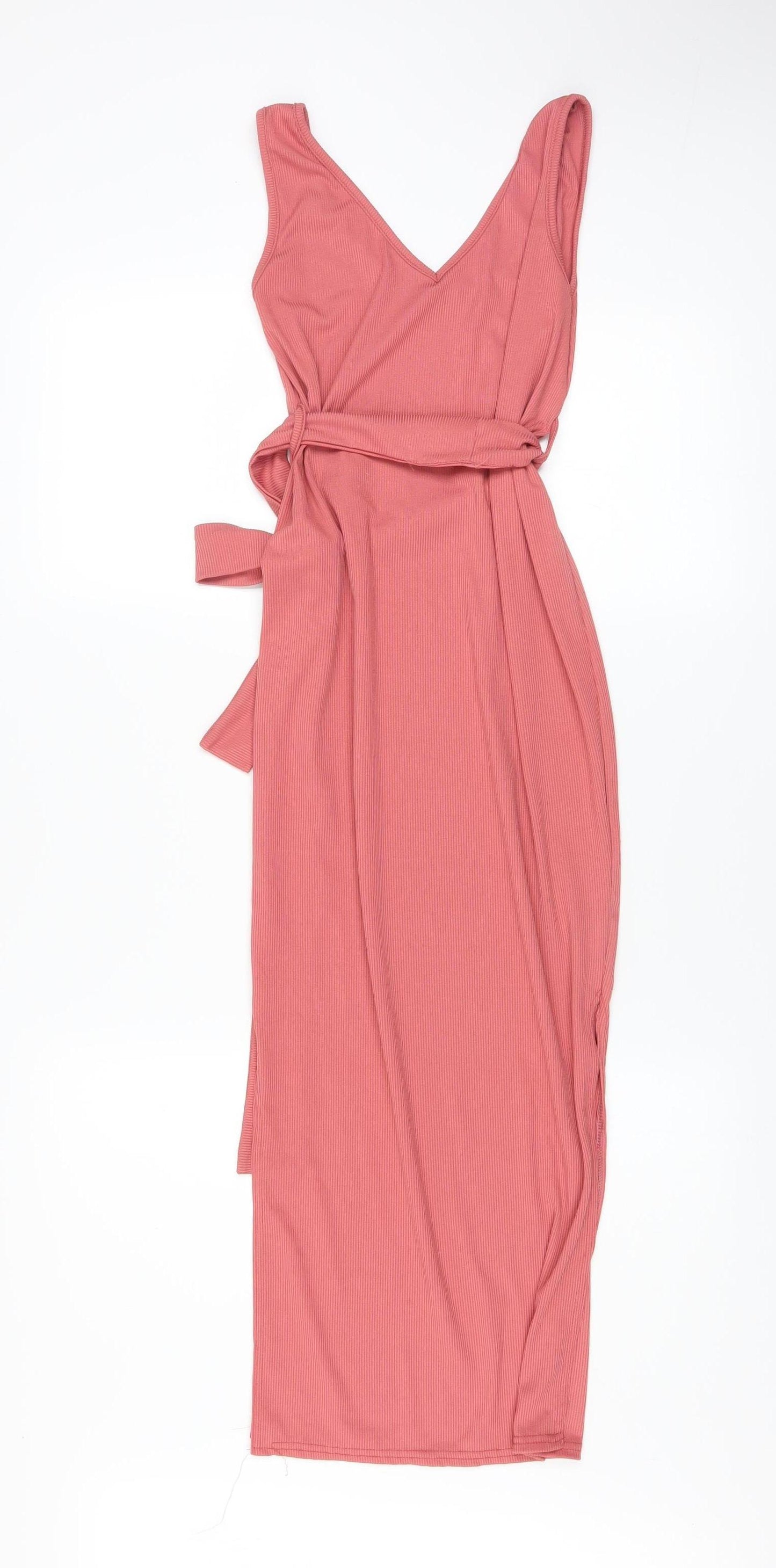 Missguided Women Pink Maternity Bodycon Midi Dress Size 8