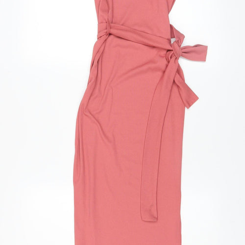 Missguided Women Pink Maternity Bodycon Midi Dress Size 8